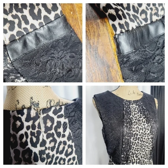 Karl Lagerfeld Paris Mob Wife Leopard Black Lace Dress size 6 - Picture 9 of 10